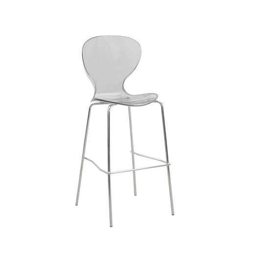 Oyster Mid-Century Modern Acrylic Barstool with Steel Frame in Chrome Finish for Kitchen and Dining Room - Elax Furniture