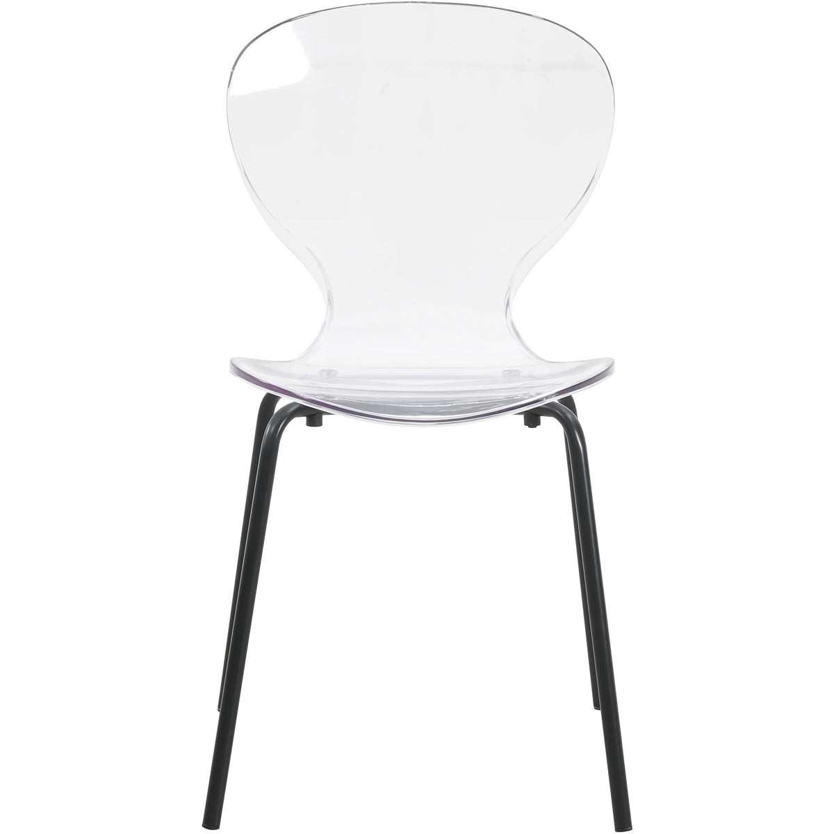 LeisureMod 5-Piece Dining Set Round Black MDF Dining Table and 4 Acrylic Dining Chairs with Chrome Legs - Elax Furniture