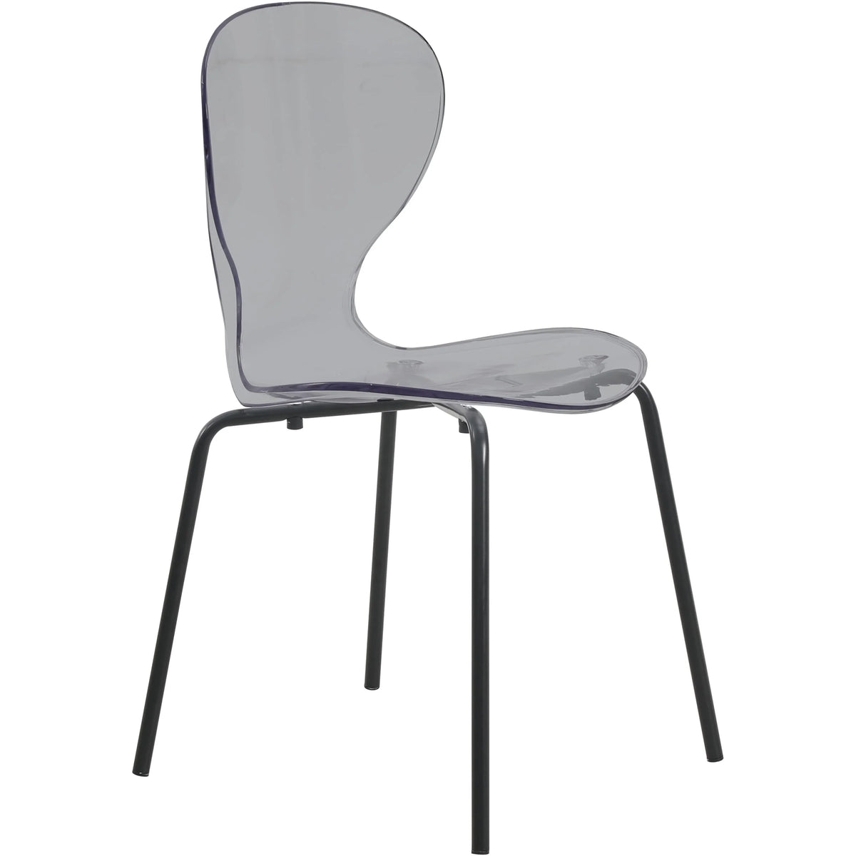 LeisureMod 5-Piece Dining Set Round Black MDF Dining Table and 4 Acrylic Dining Chairs with Chrome Legs - Elax Furniture
