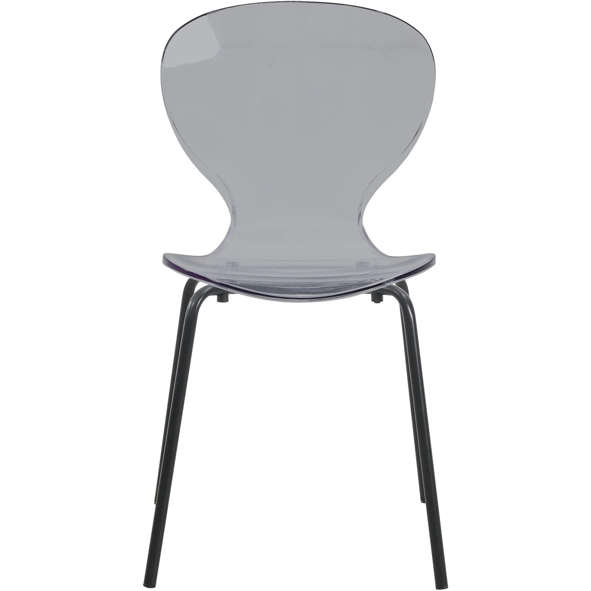 LeisureMod 5-Piece Dining Set Round Black MDF Dining Table and 4 Acrylic Dining Chairs with Chrome Legs - Elax Furniture
