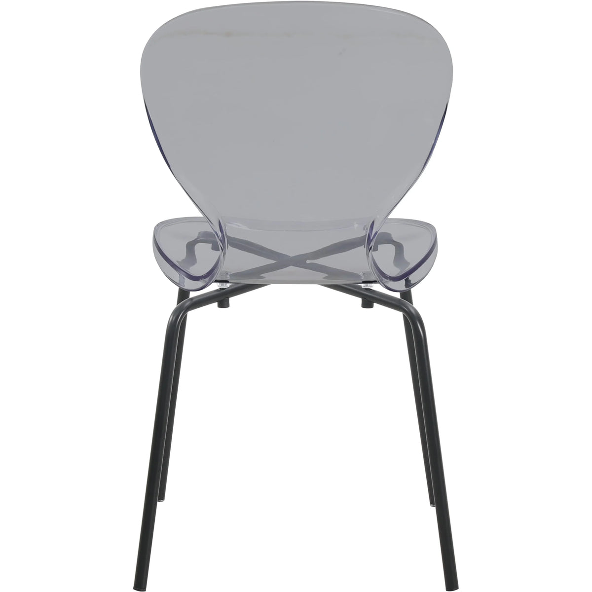 LeisureMod 5-Piece Dining Set Round Black MDF Dining Table and 4 Acrylic Dining Chairs with Chrome Legs - Elax Furniture