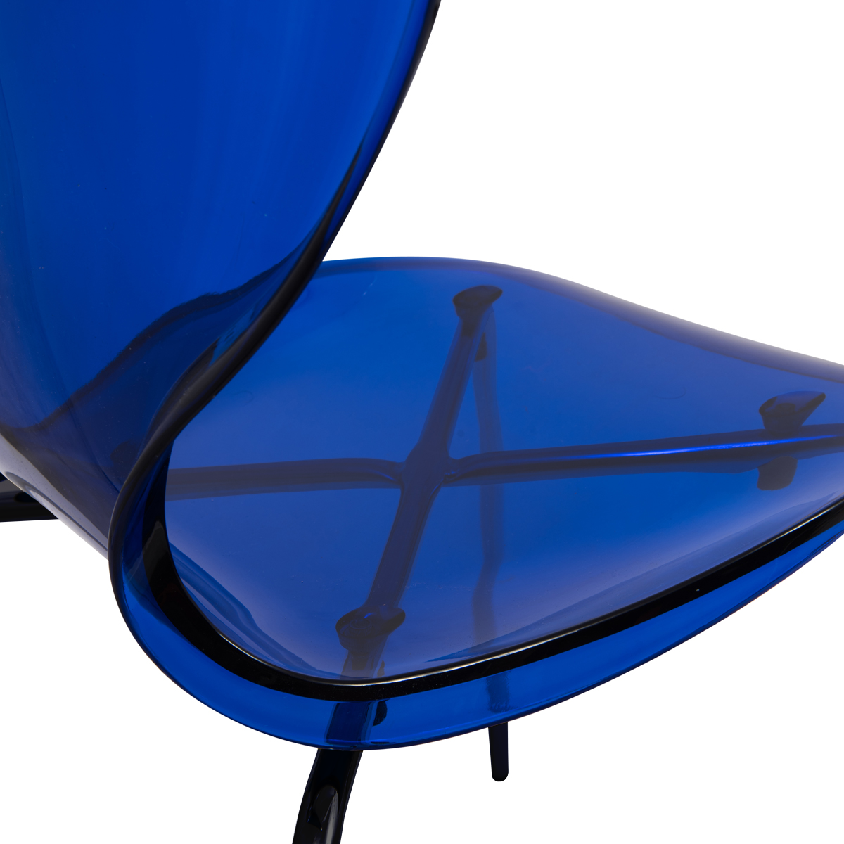 Oyster Modern Stackable Dining Side Chair with Chrome/White/Black Stainless Steel Legs Black Transparent Blue Dining Chair Leisuremod