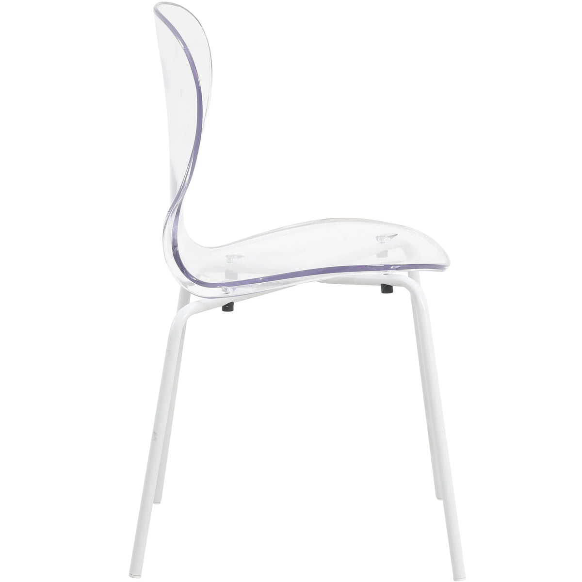 LeisureMod 5-Piece Dining Set Round White MDF Dining Table and 4 Acrylic Dining Chairs with White Base - Elax Furniture