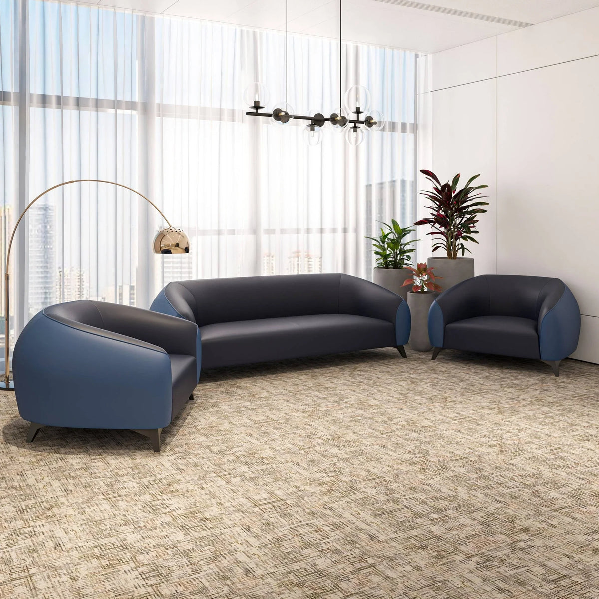 Opula 3-Piece Leather Sofa Set with Solid Wood Frame and Stainless Steel Legs - Elax Furniture