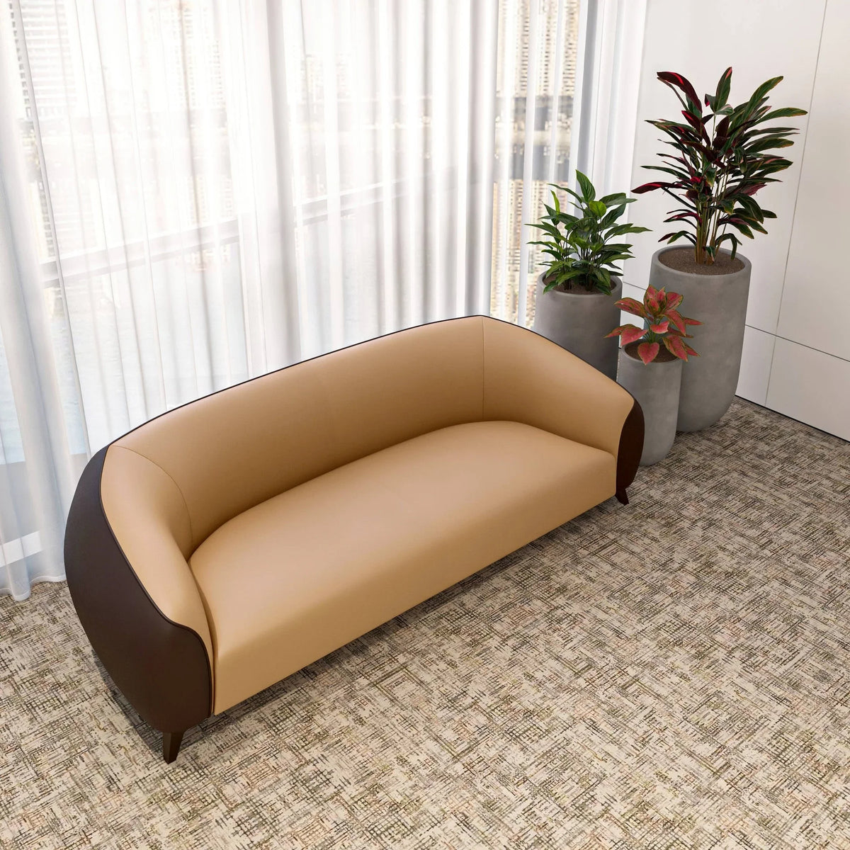 Opula 3-Seater Leather Sofa with Stainless Steel Legs - Elax Furniture