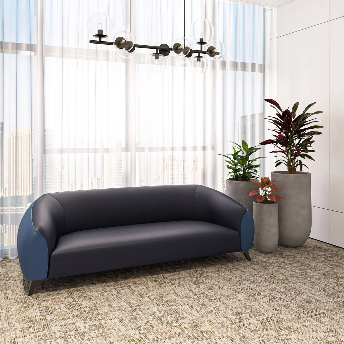 Opula 3-Seater Leather Sofa with Stainless Steel Legs - Elax Furniture
