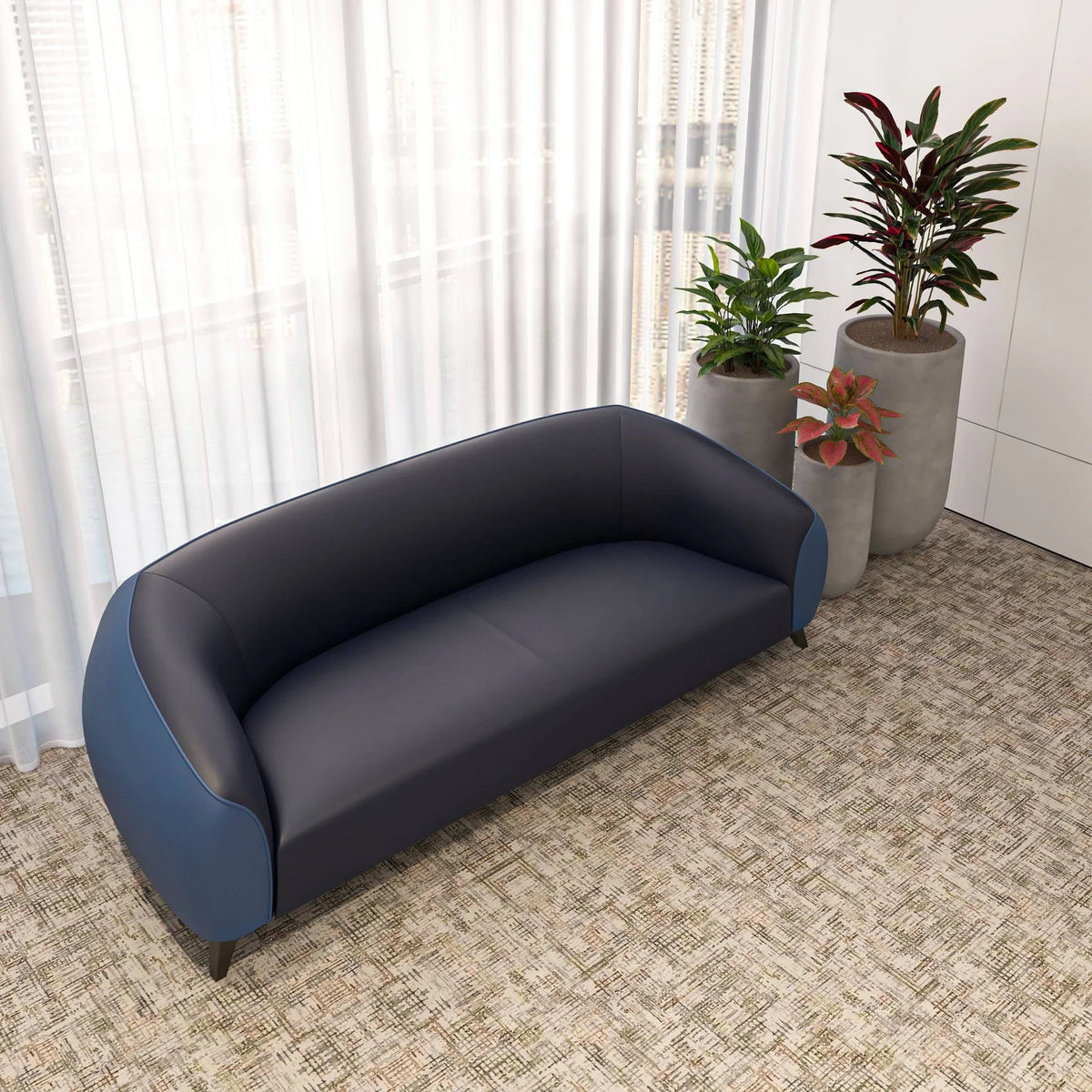 Opula 3-Seater Leather Sofa with Stainless Steel Legs - Elax Furniture