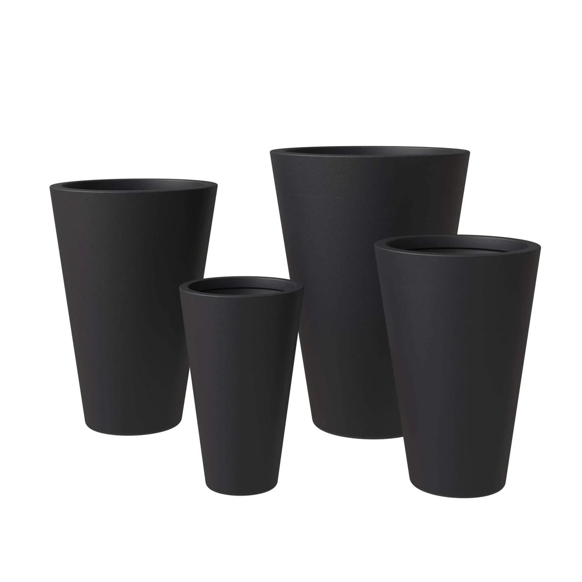Pebble 4-Piece Modern Fiberstone and MGO Clay Tapered Round Planter Set for Indoor and Outdoor - Elax Furniture