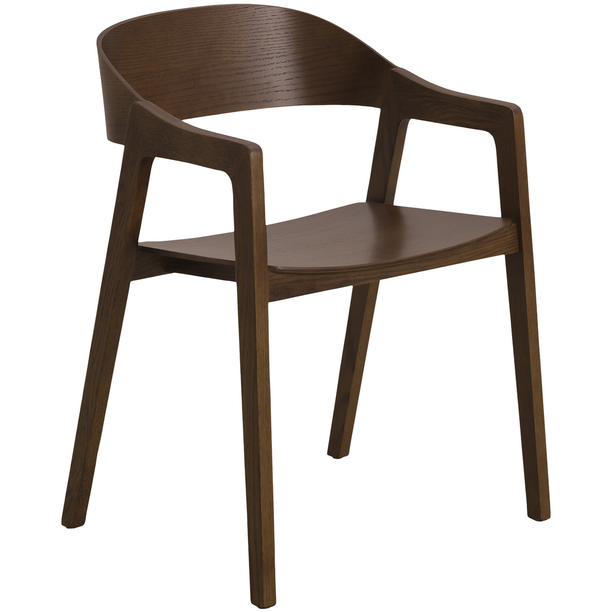 Rivo Dining Chairs in Sturdy Oak Wood with Open Back Design and Armrests