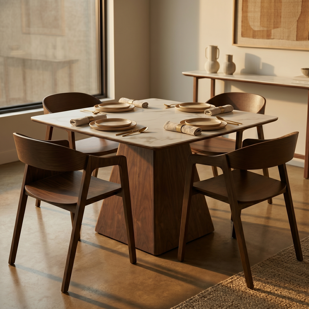 Rivo Dining Chairs in Sturdy Oak Wood with Open Back Design and Armrests