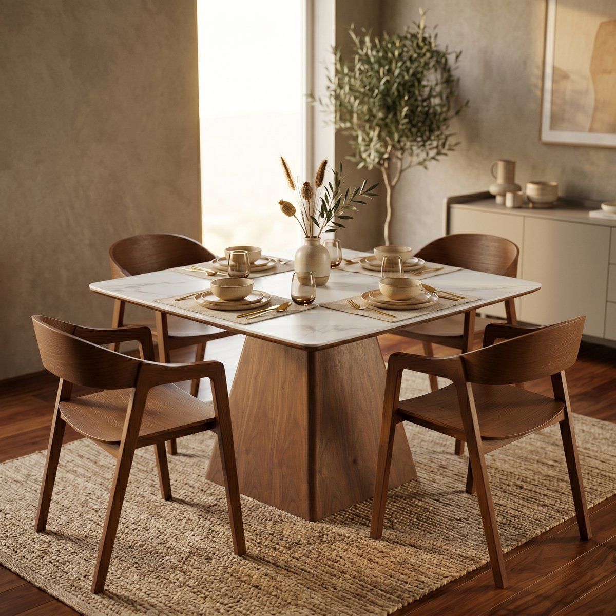 Rivo Dining Chairs in Sturdy Oak Wood with Open Back Design and Armrests