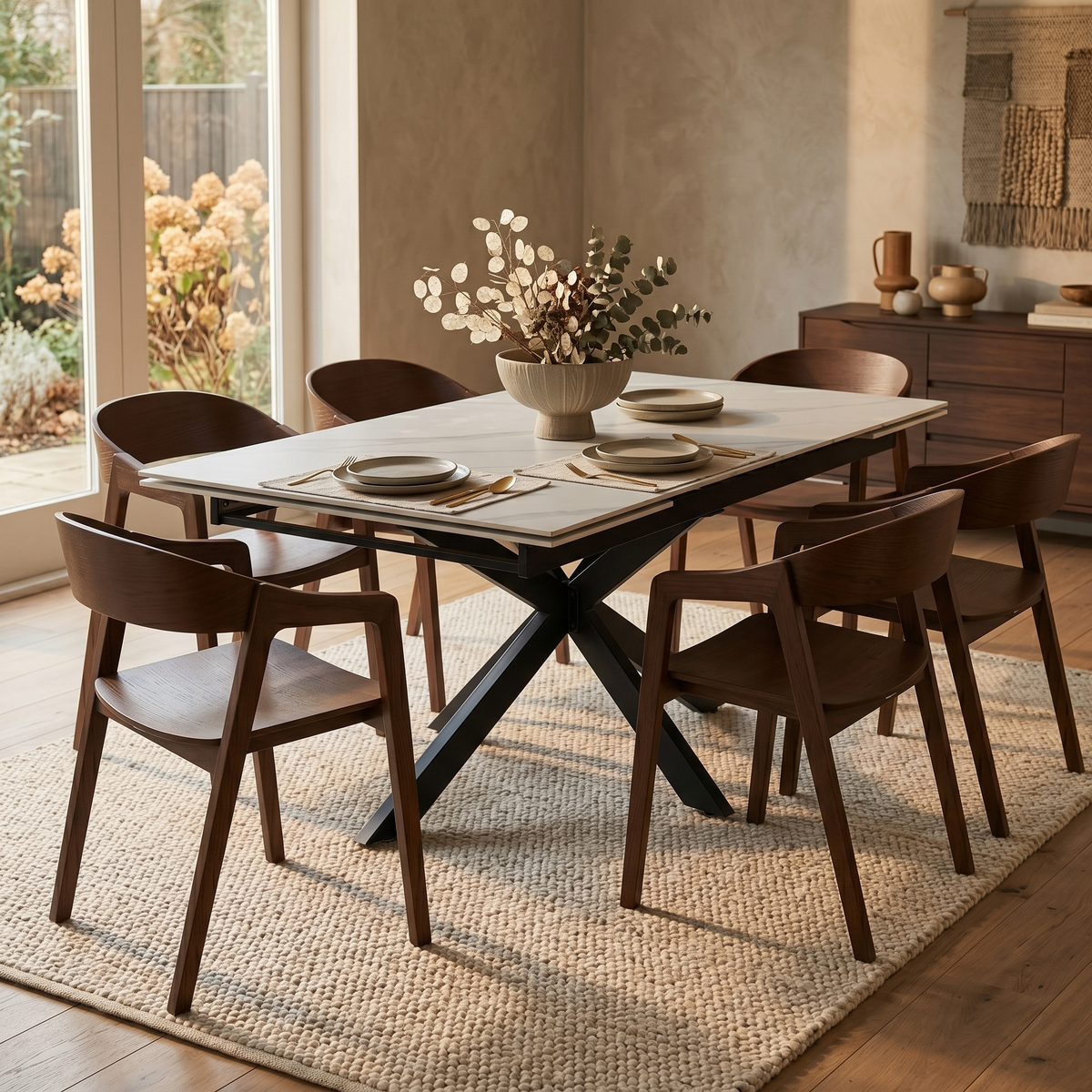 Rivo Dining Chairs in Sturdy Oak Wood with Open Back Design and Armrests