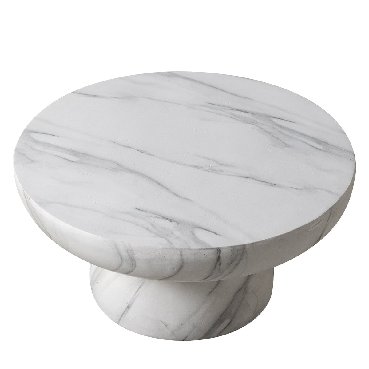 Ruben 27" Round Fiberstone Coffee Table with Powder-Coated Finish Centerpiece