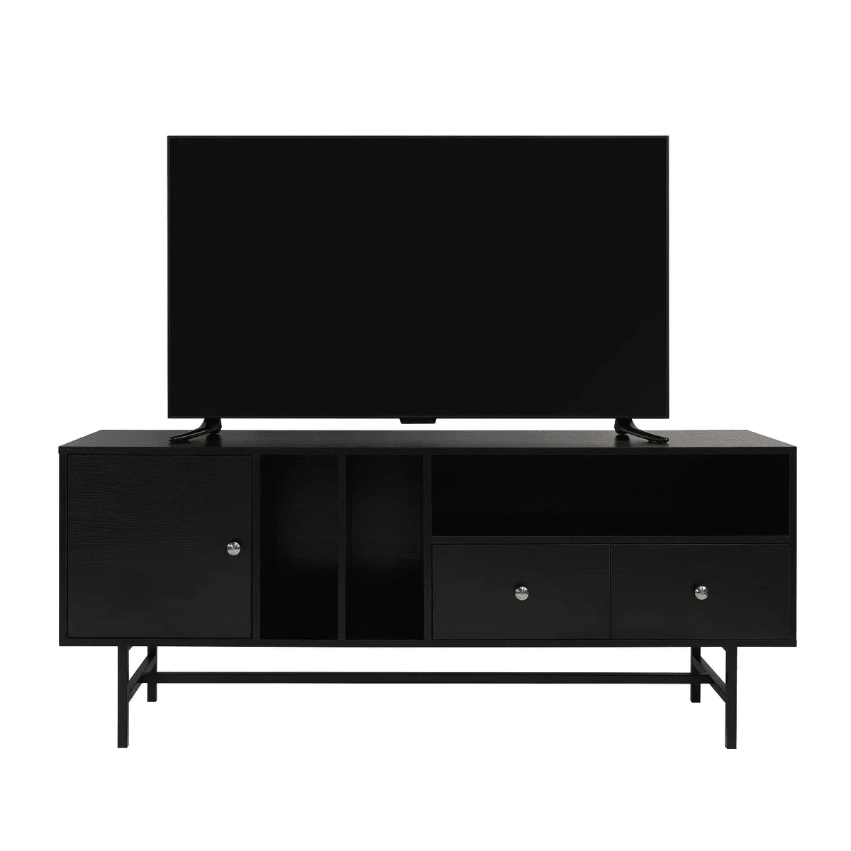 Rochester Modern Rectangular TV Stand: Enclosed Storage & Powder-Coated Iron Legs - Elax Furniture