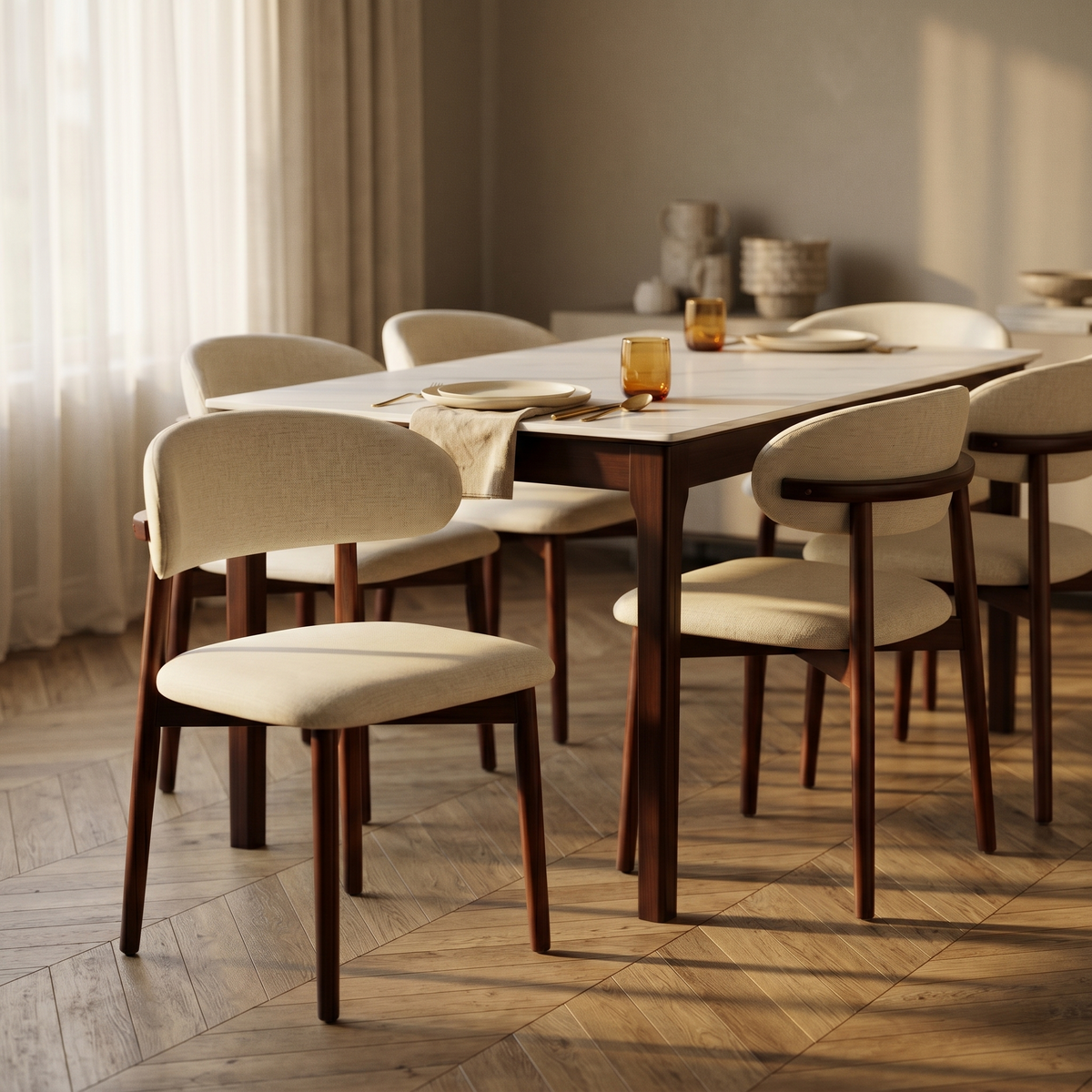 Sable Dining Chair with Leather Seats and Rubberwood Legs