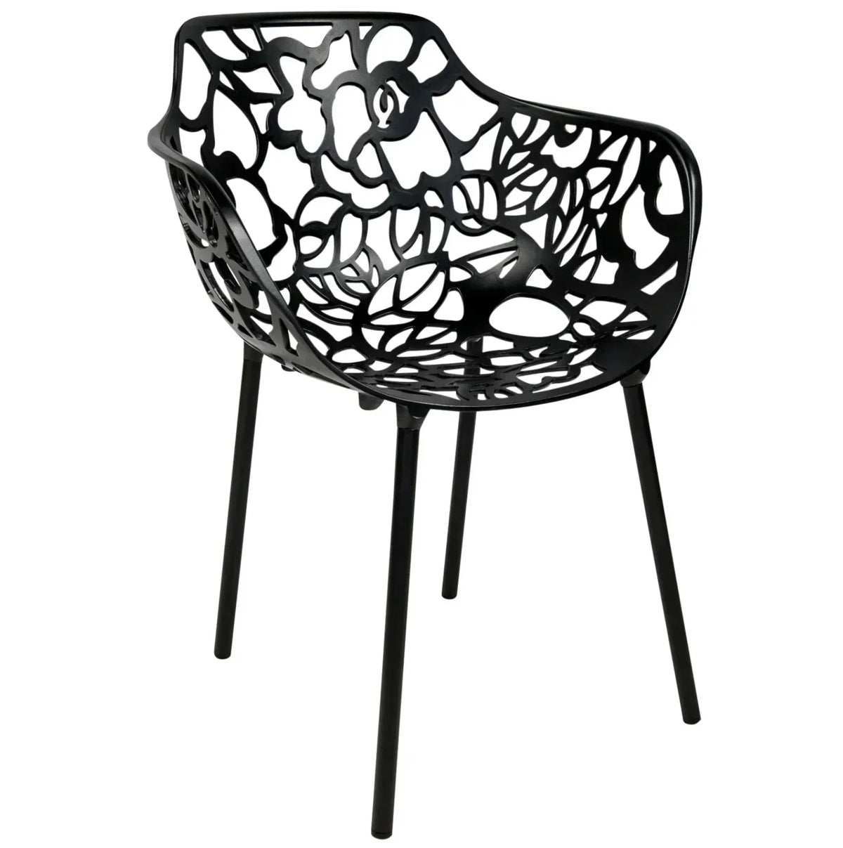 Devon Stackable Aluminum Outdoor Dining Armchairs with Flower Design