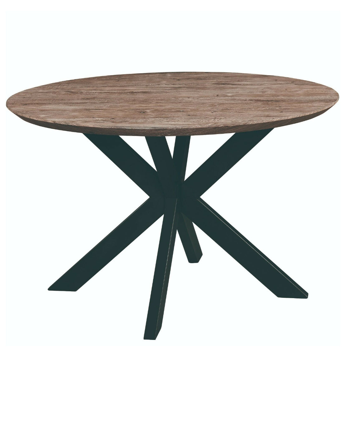 Ravenna 47-Inch Solid Wood Round Dining Table X-Shape Metal Legs