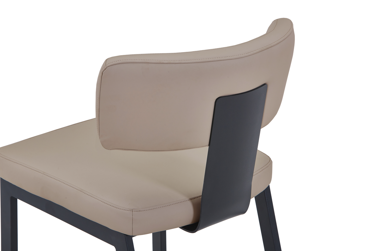 Teres Dining Chair with Leather Upholstery and Steel Legs