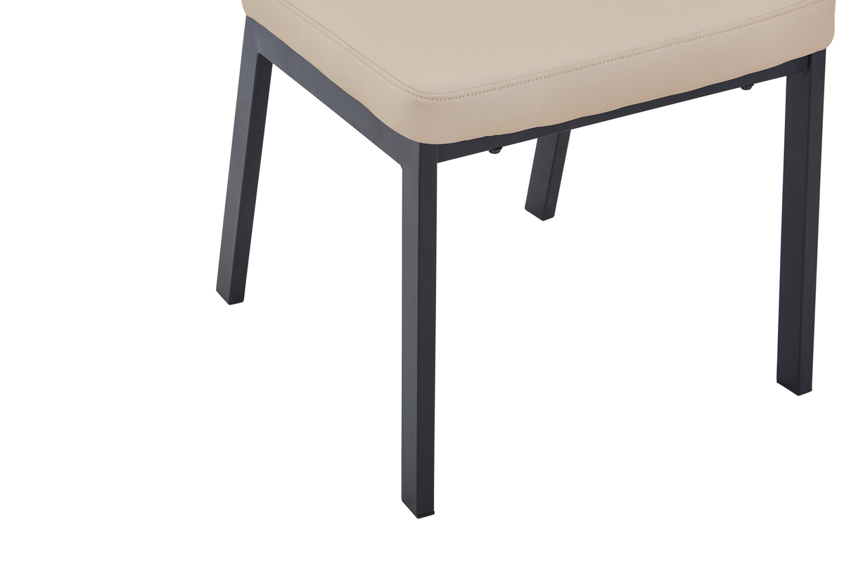 Teres Dining Chair with Leather Upholstery and Steel Legs
