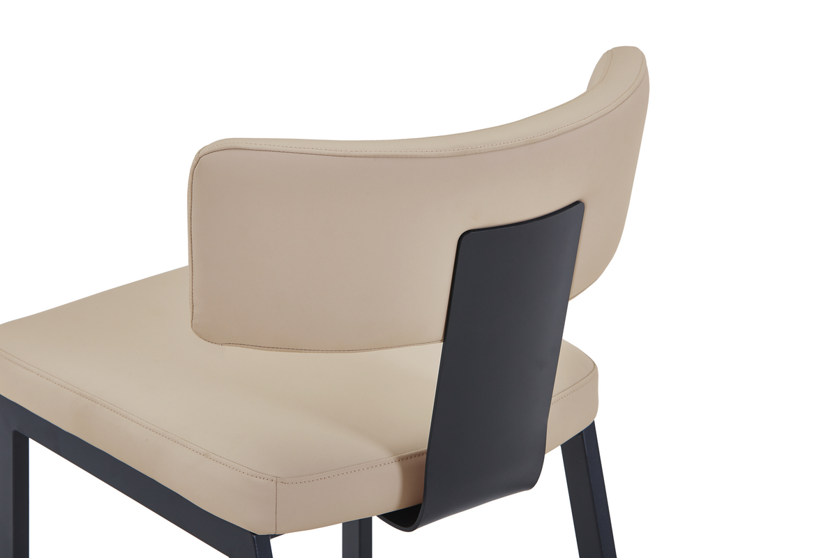 Teres Dining Chair with Leather Upholstery and Steel Legs