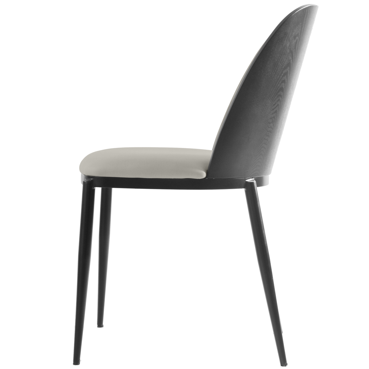 Tule Dining Side Chair with Upholstered Seat and Powder-Coated Steel Frame Black Black Platinum Blue Dining Chair Leisuremod