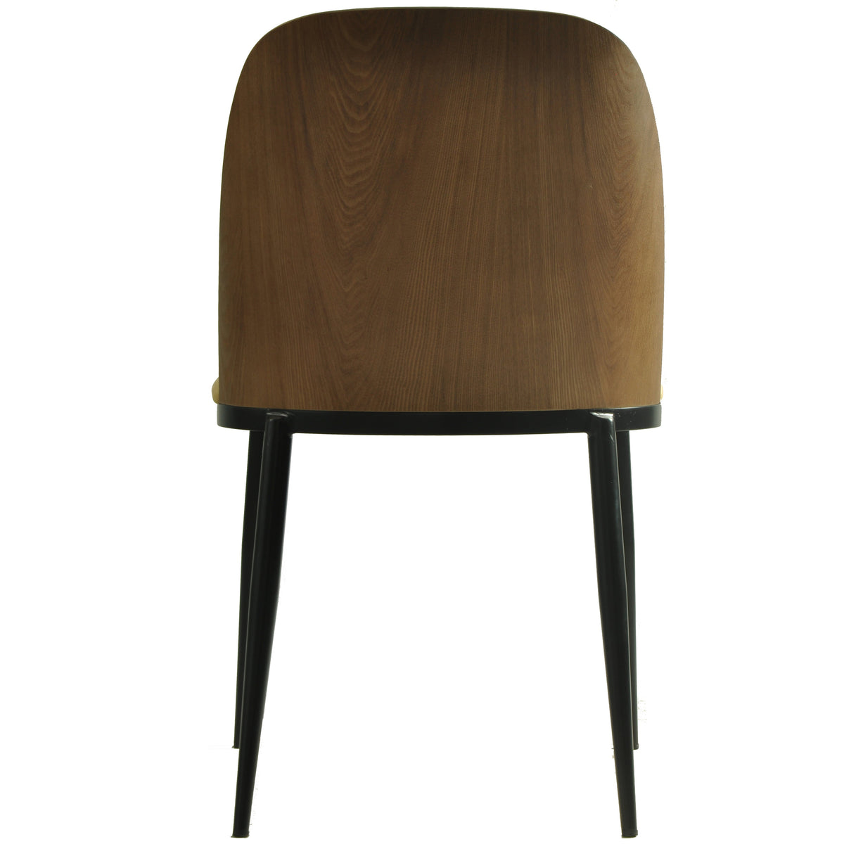 Tule Dining Side Chair with Upholstered Seat and Powder-Coated Steel Frame Black Walnut Beige Dining Chair Leisuremod