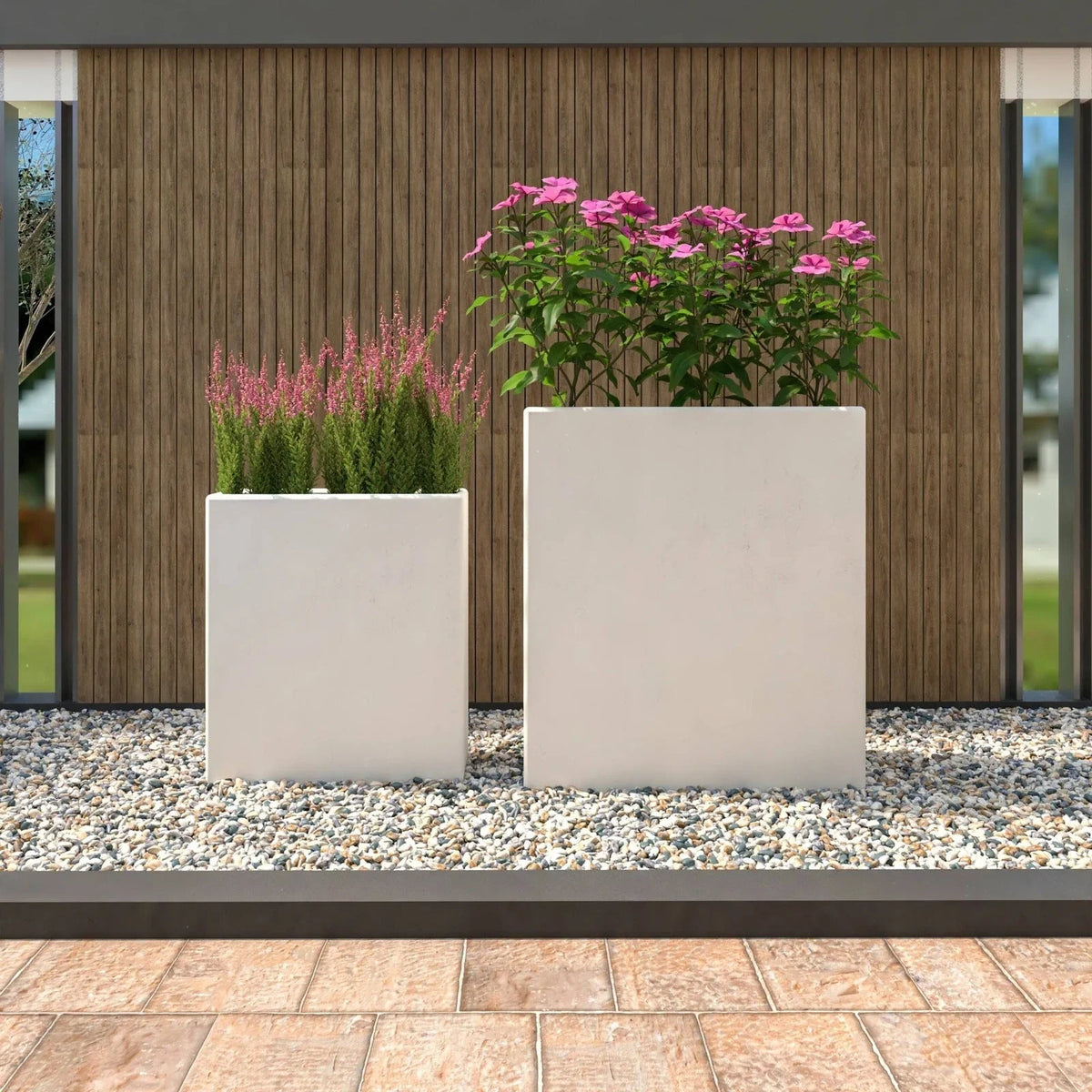 Thistle 2-Piece Fiberstone and MGO Clay Planter Set, Mid-Century Modern Rectangular Planter for Indoor and Outdoor - Elax Furniture