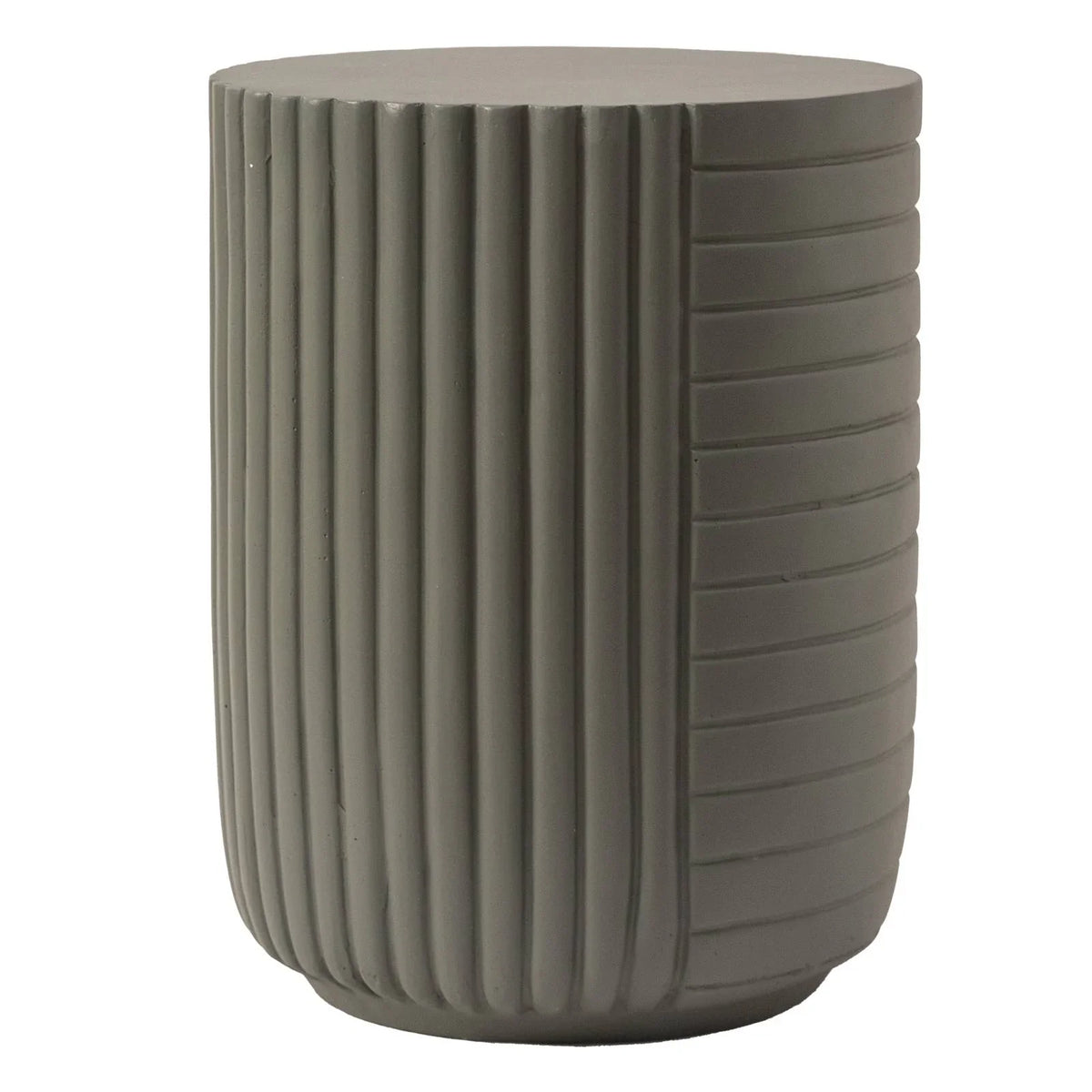 Trove 14" Wide Round Side Fiberstone Table With Ribbed Design - Elax Furniture