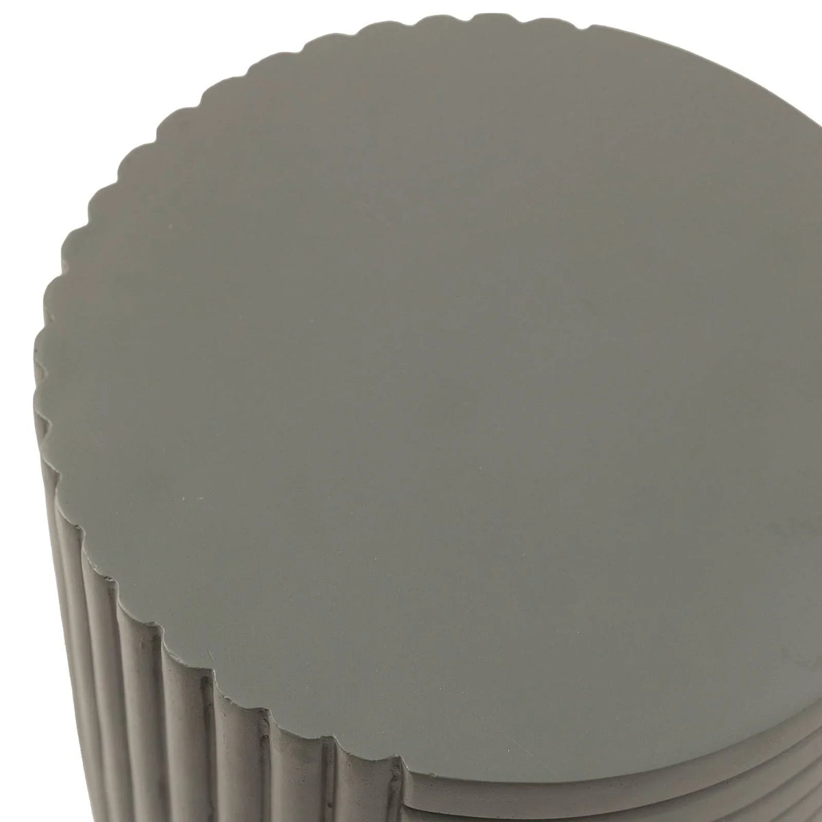 Trove 14" Wide Round Side Fiberstone Table With Ribbed Design - Elax Furniture