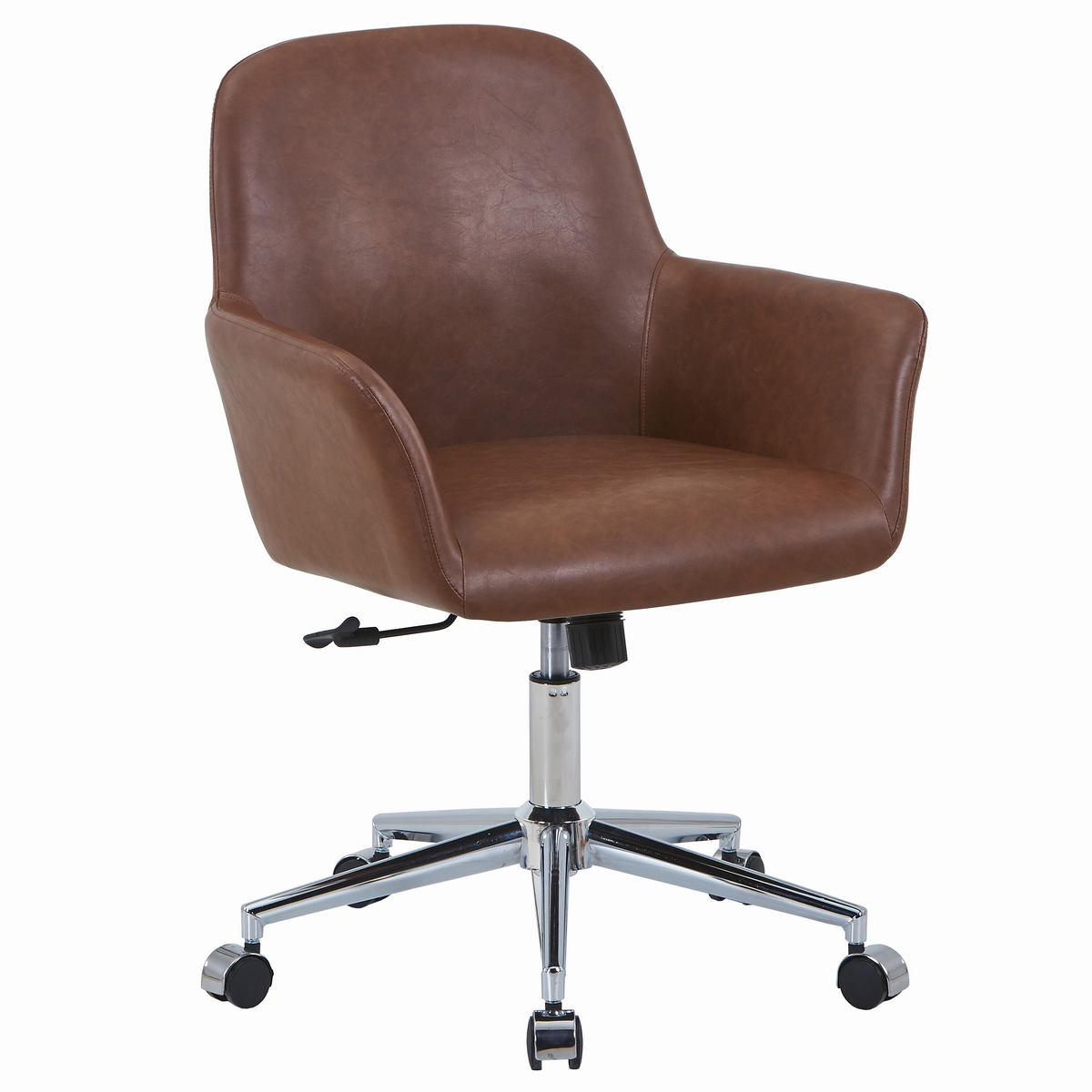 Vanguard Leather Mid-Back Office Chair with Chrome Metal Frame