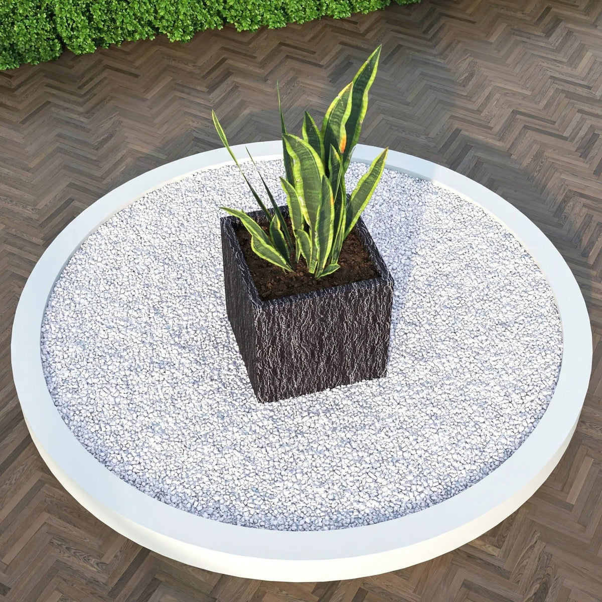 Verdura Modern 3 Piece Square Fiberstone and Clay Planter with Drainage Holes - Elax Furniture