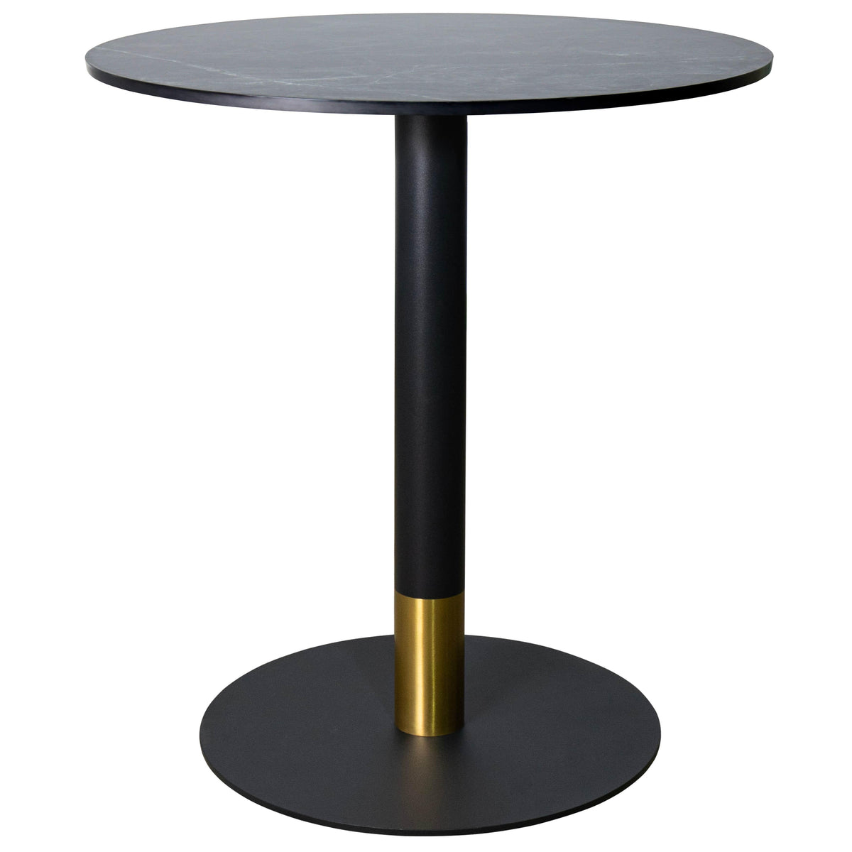 LeisureMod Vail Collection Dining Table Black/Gold Base With 27"/36" Round Black MDF Top - Elax Furniture