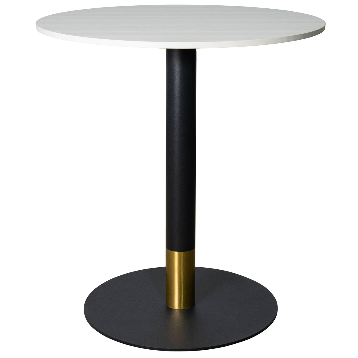 LeisureMod Vail Collection Dining Table Black/Gold Base With 27"/36" Round Black MDF Top - Elax Furniture