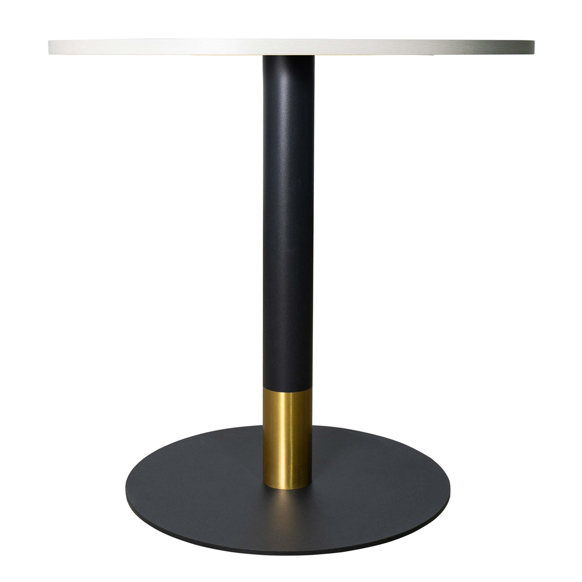 LeisureMod Vail Collection Dining Table Black/Gold Base With 27"/36" Round Black MDF Top - Elax Furniture