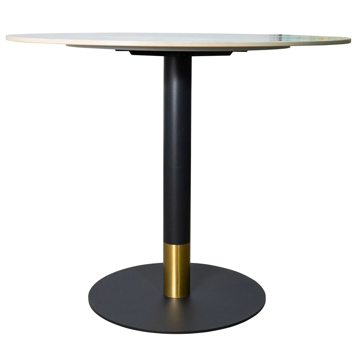 Vail Collection Dining Table Black/Gold Base With 27"/36" Round Stone Top - Elax Furniture
