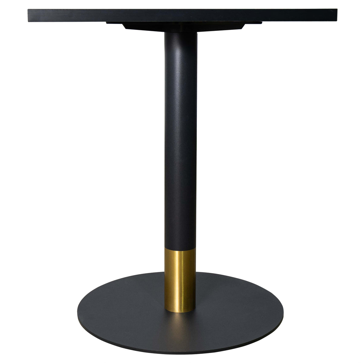 LeisureMod Vail Collection Dining Table Black/Gold Round Base With 24" Square Black MDF Top - Elax Furniture