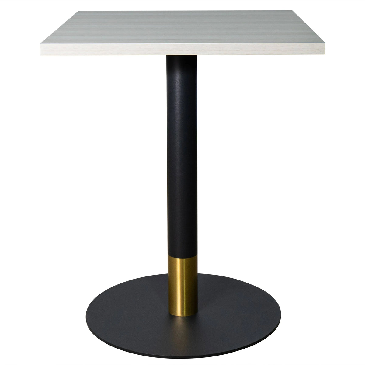 LeisureMod Vail Collection Dining Table Black/Gold Round Base With 24" Square Black MDF Top - Elax Furniture