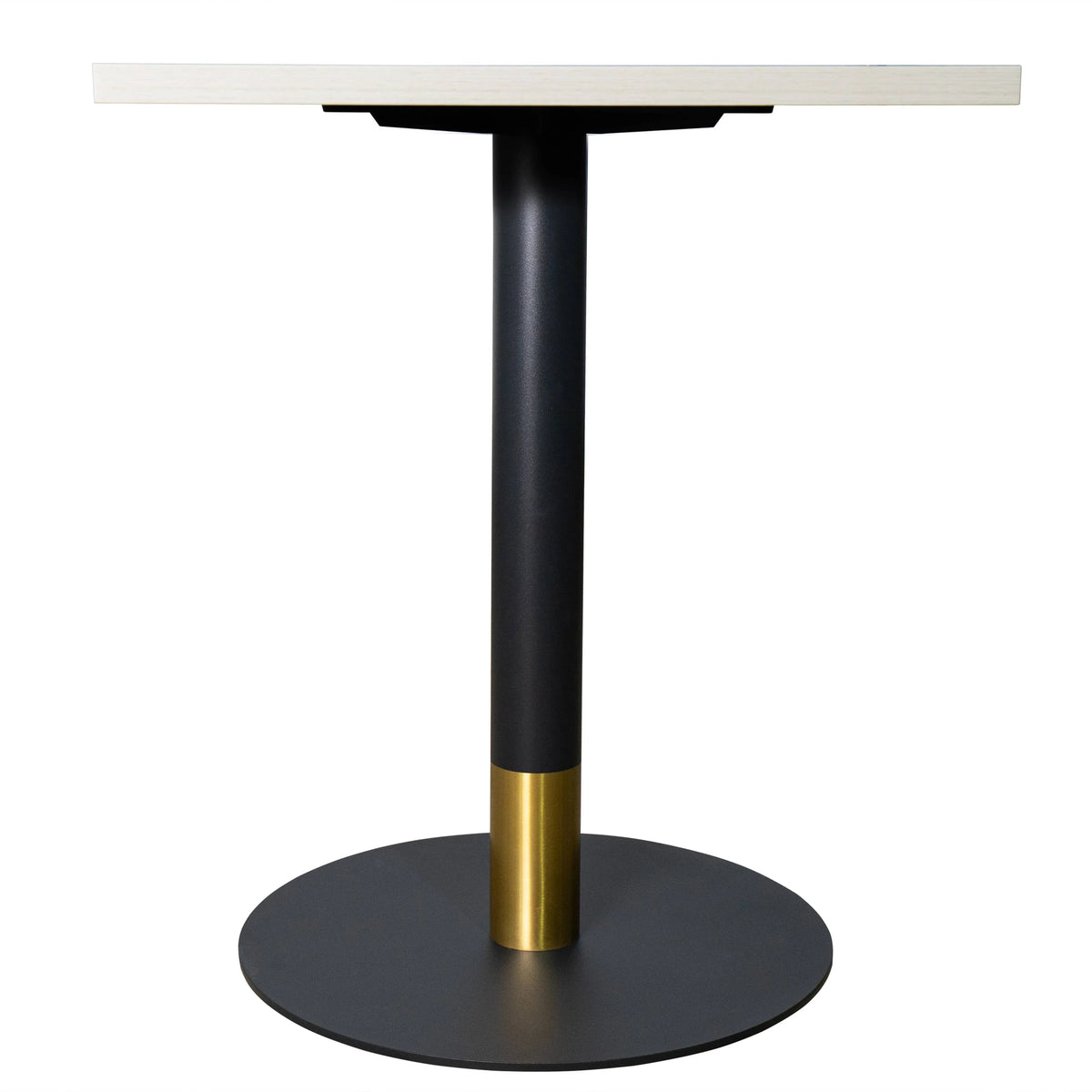 LeisureMod Vail Collection Dining Table Black/Gold Round Base With 24" Square Black MDF Top - Elax Furniture