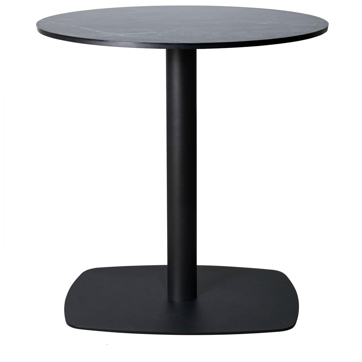 LeisureMod Vail Collection Dining Table Black Rectangle Base With 27"/36" Round Dark Brown MDF Top - Elax Furniture