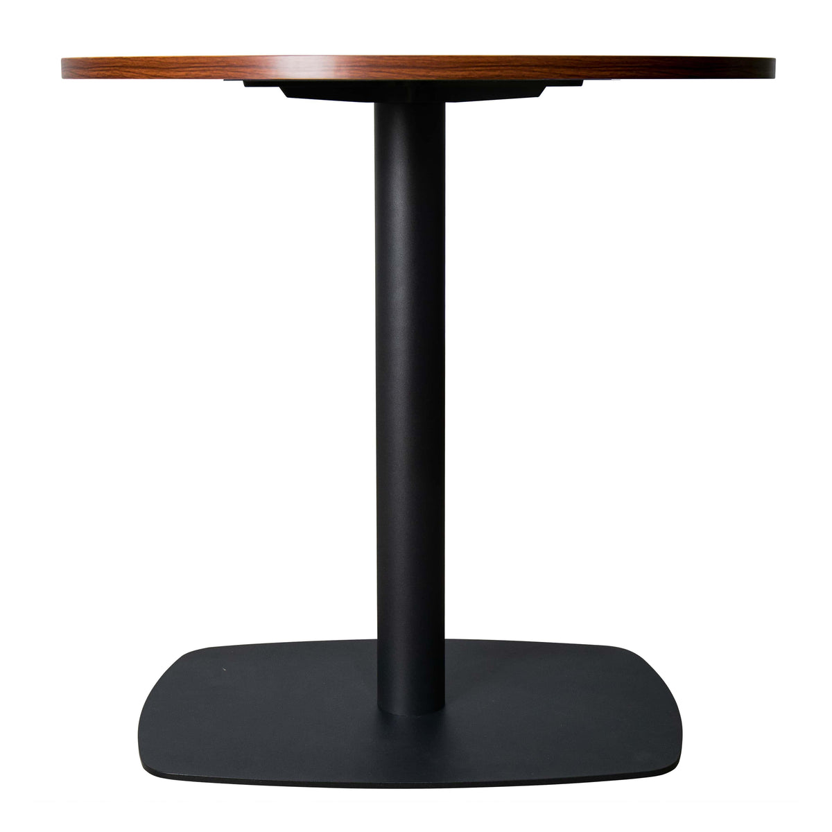 LeisureMod Vail Collection Dining Table Black Rectangle Base With 27"/36" Round Dark Brown MDF Top - Elax Furniture