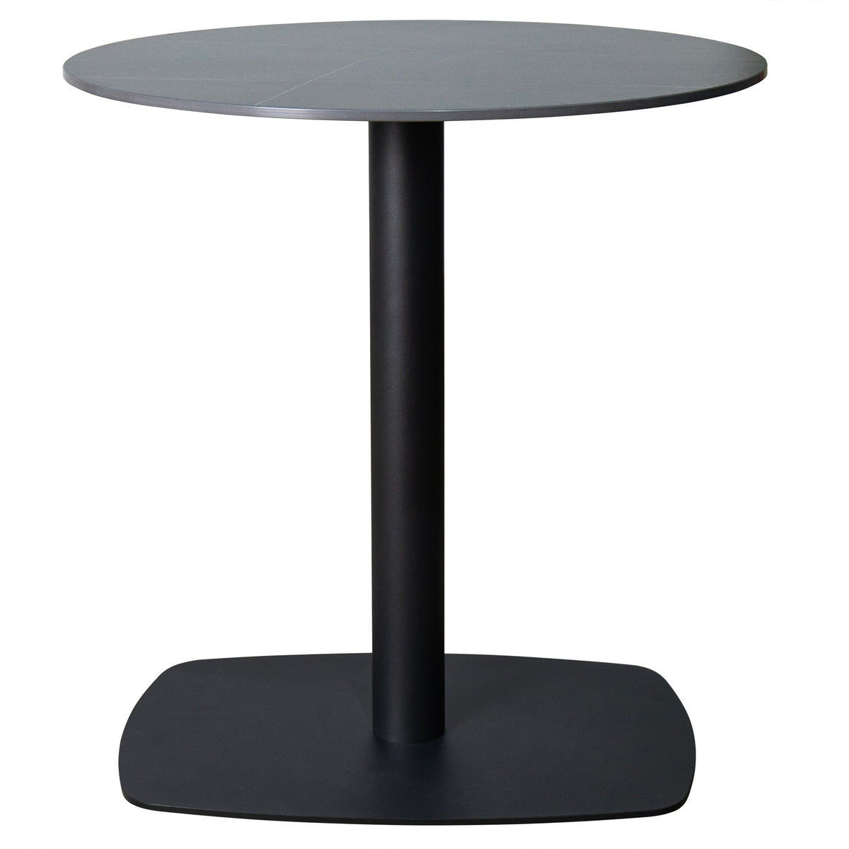 Vail Collection Dining Table Black Rectangle Base With 27"/36" Round Dark Brown MDF Wood/Sintered Stone Top 36 Inches Black Stone Dining Table Leisuremod