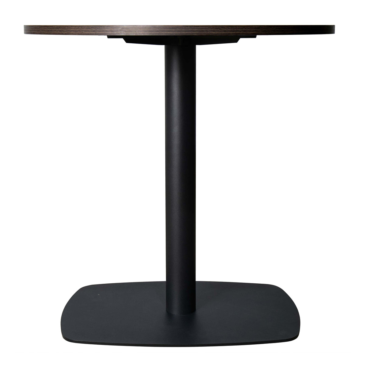 LeisureMod Vail Collection Dining Table Black Rectangle Base With 27"/36" Round Dark Brown MDF Top - Elax Furniture