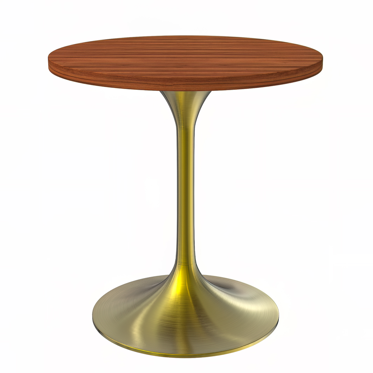 Verve Round Dining Table with MDF/Sintered Stone/Resin Tabletop in Gold Stainless Steel Pedestal Base MDF 27 Inch Cognac Brown Dining Table Leisuremod
