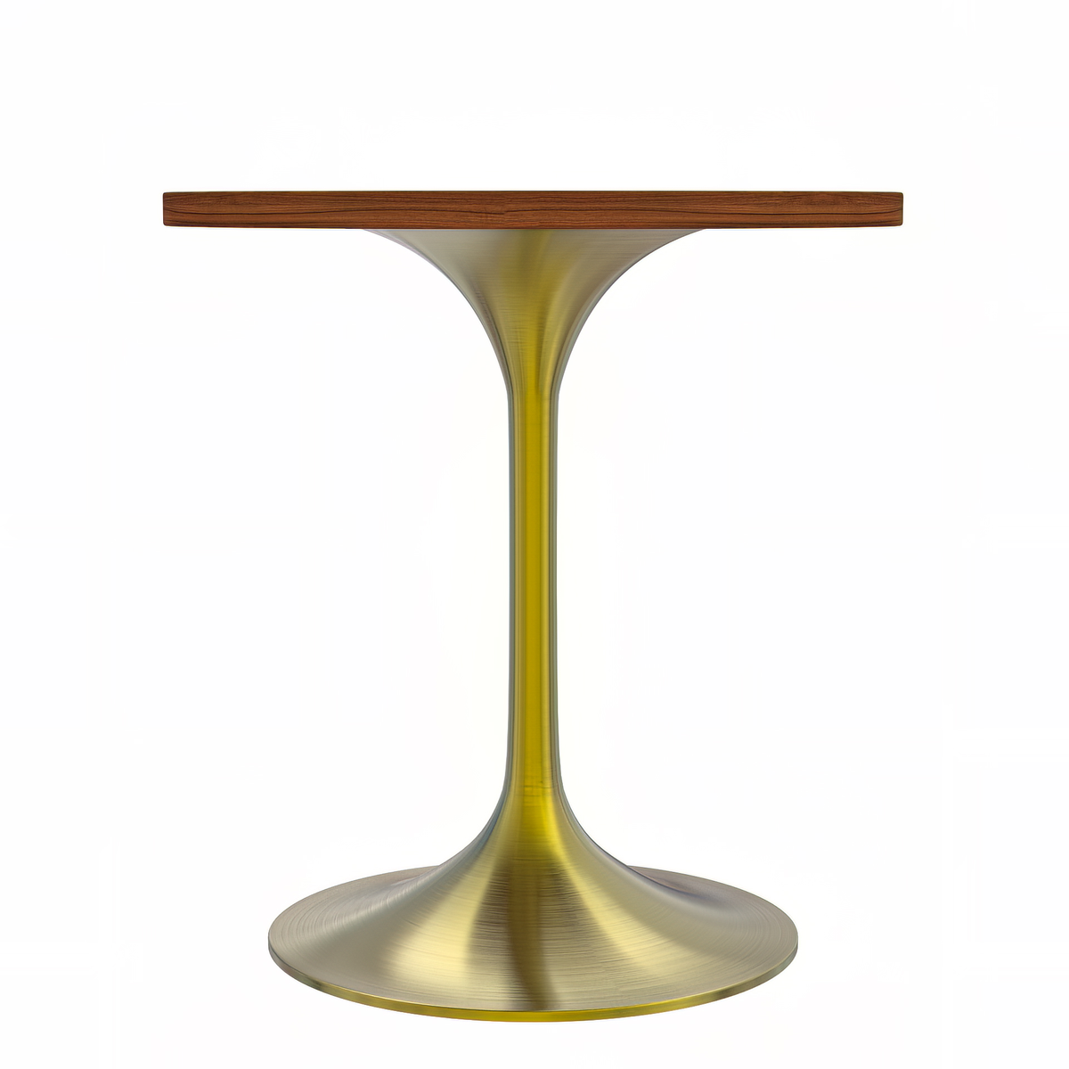 Verve Round Dining Table with MDF/Sintered Stone/Resin Tabletop in Gold Stainless Steel Pedestal Base MDF 27 Inch Cognac Brown Dining Table Leisuremod