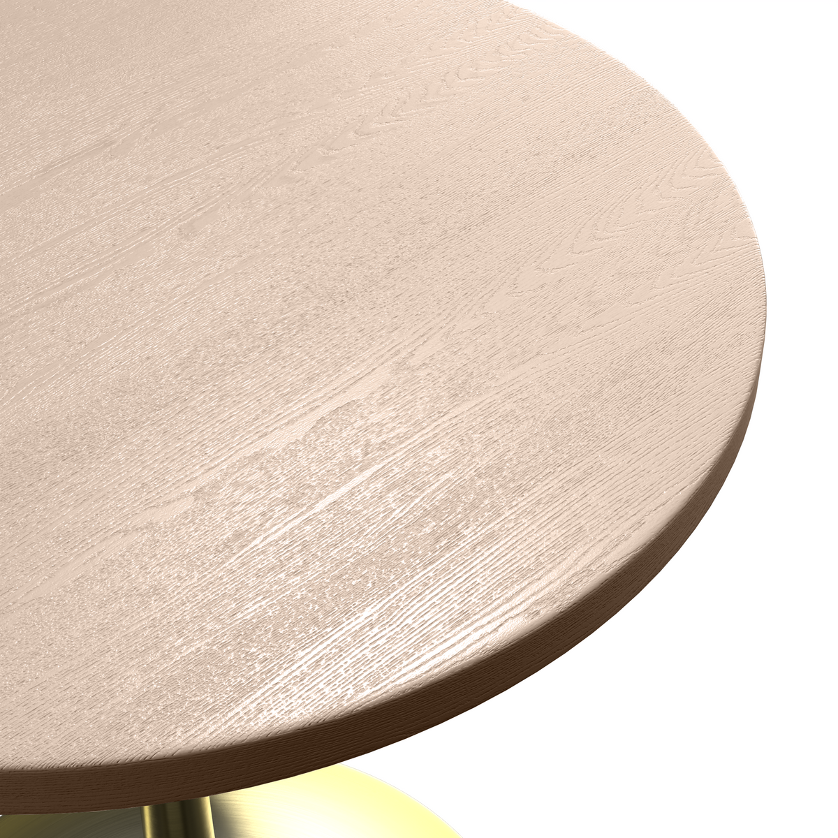 Verve Round Dining Table with MDF/Sintered Stone/Resin Tabletop in Gold Stainless Steel Pedestal Base MDF 27 Inch Natural Wood Dining Table Leisuremod