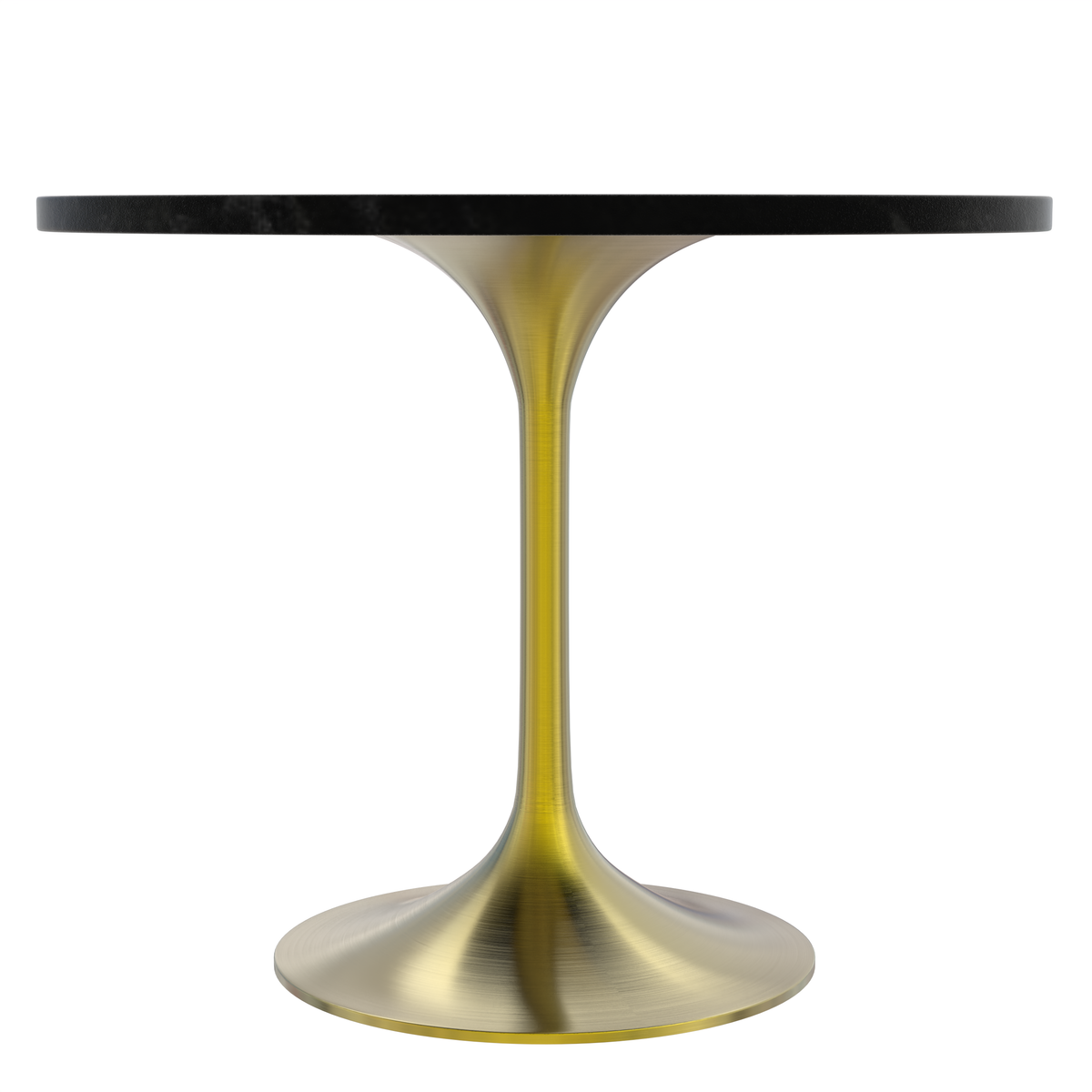 Verve Round Dining Table with MDF/Sintered Stone/Resin Tabletop in Gold Stainless Steel Pedestal Base MDF 36 Inch Black Dining Table Leisuremod