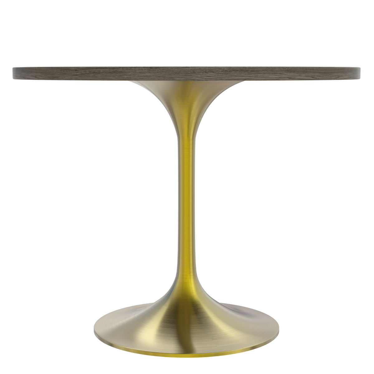 Verve Round Dining Table with MDF/Sintered Stone/Resin Tabletop in Gold Stainless Steel Pedestal Base MDF 36 Inch Dark Maple Dining Table Leisuremod