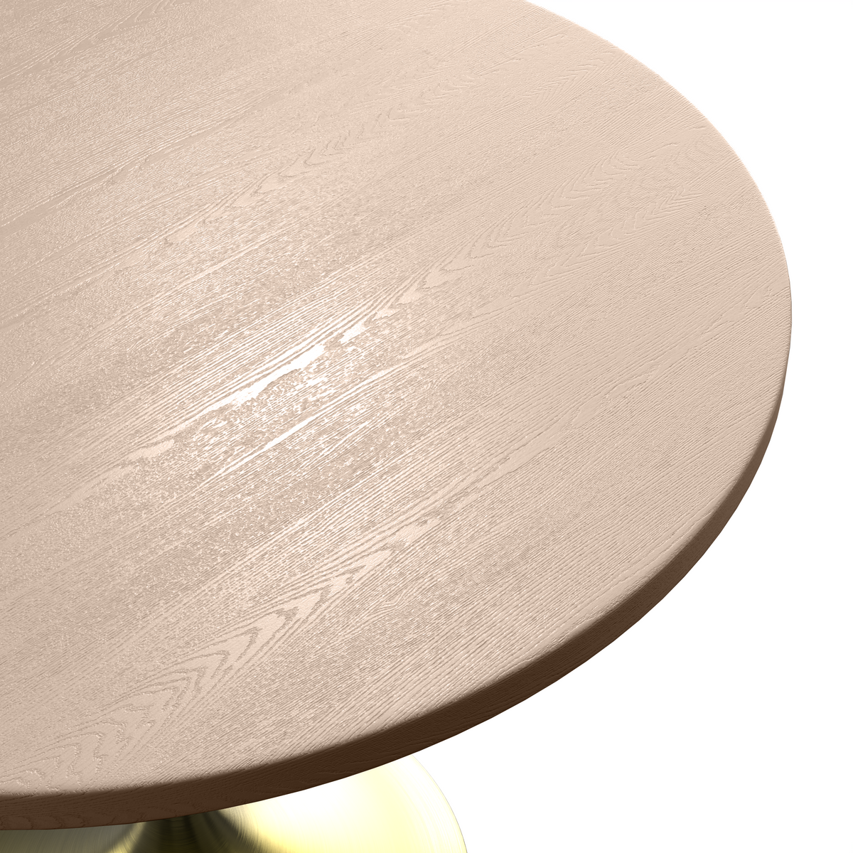 Verve Round Dining Table with MDF/Sintered Stone/Resin Tabletop in Gold Stainless Steel Pedestal Base MDF 36 Inch Natural Wood Dining Table Leisuremod
