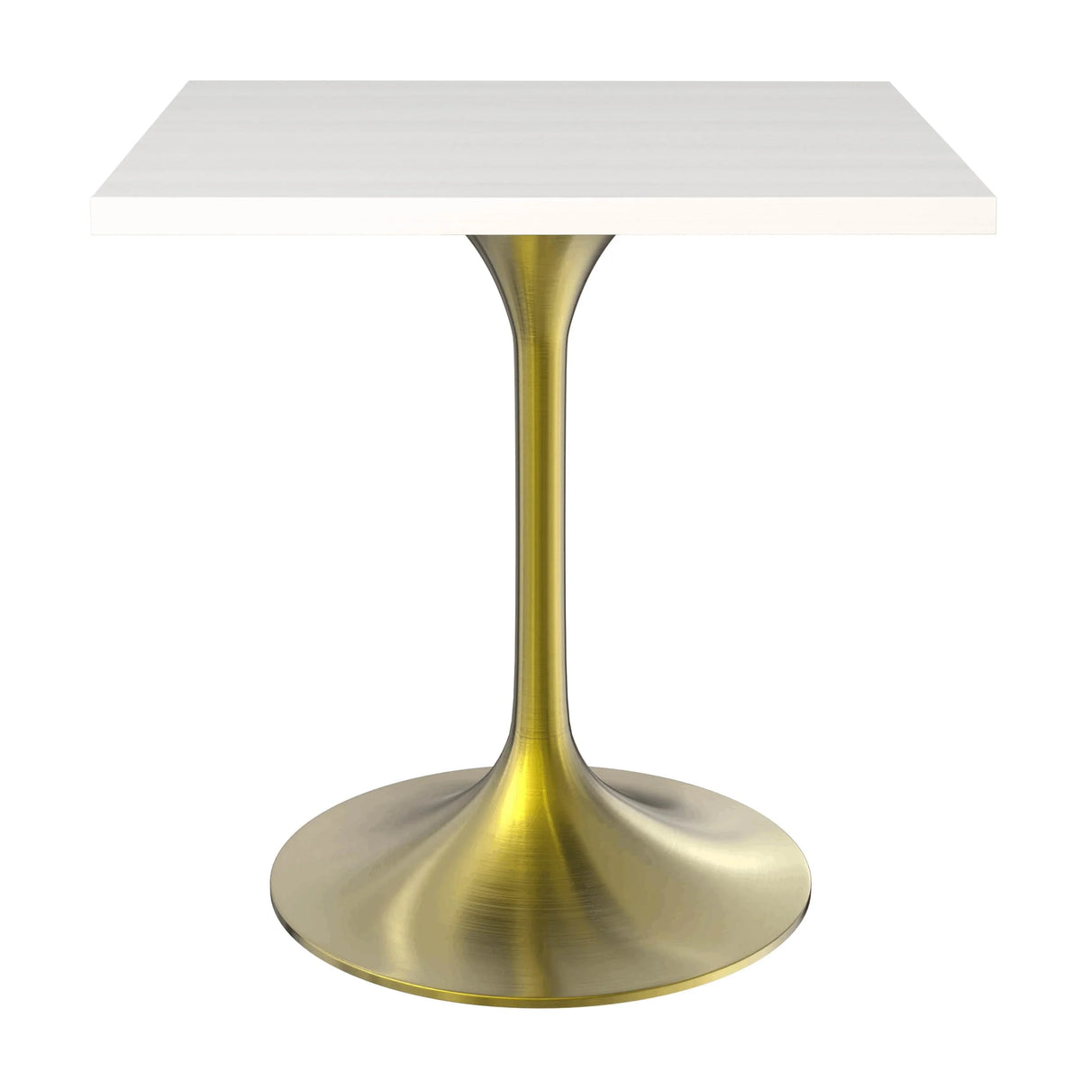 LeisureMod Verve Collection 24"Square Dining Table, Black/White/Brushed Gold Base with Black MDF Top - Elax Furniture