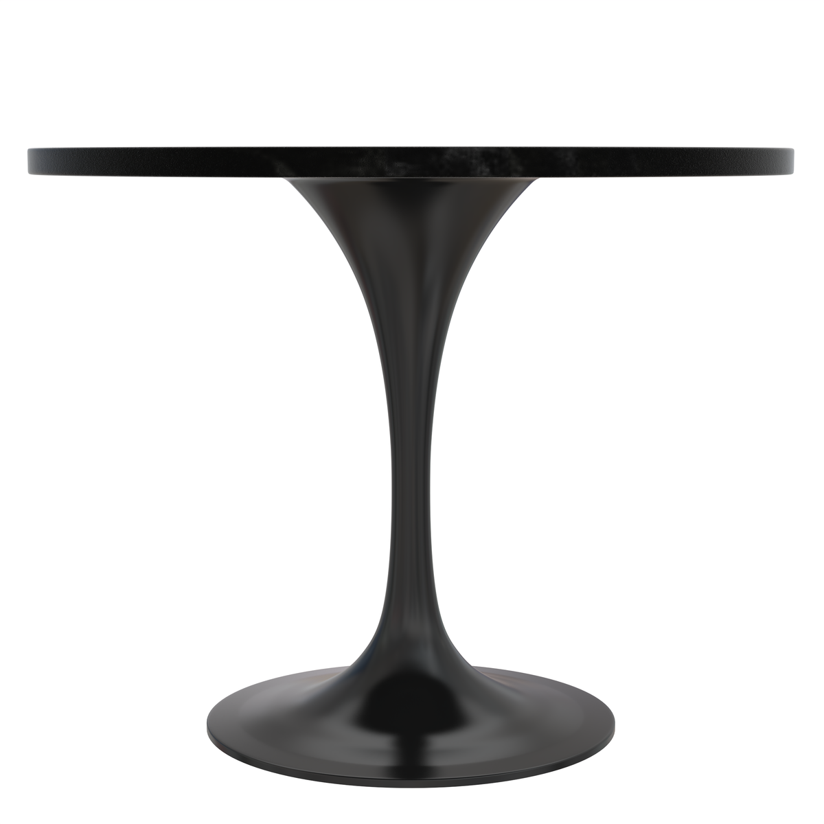 Verve Round Dining Table with MDF/Sintered Stone/Resin Tabletop in Black Stainless Steel Pedestal Base MDF 36 Inch Black Dining Table Leisuremod